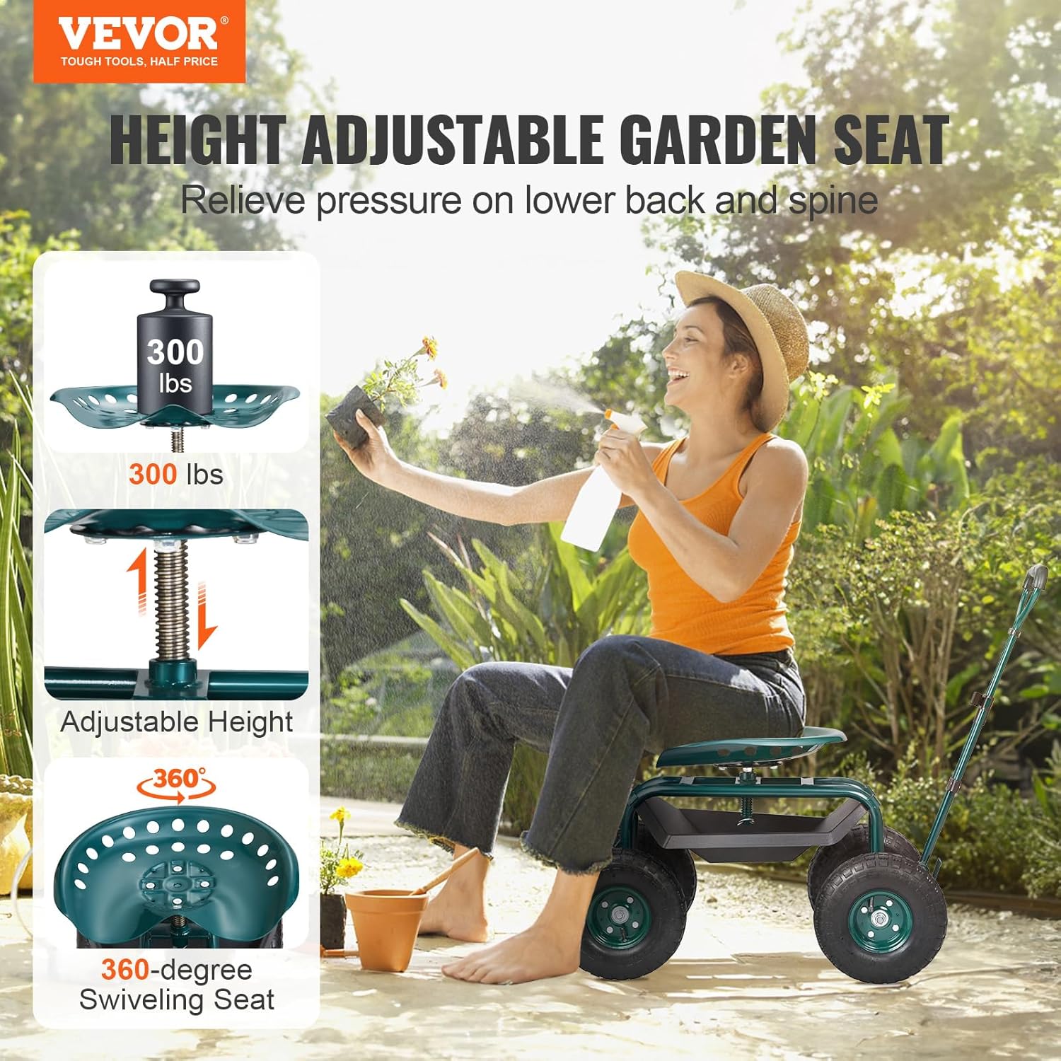 Garden Cart Rolling Workseat w - Gardening Tools Uses review and price